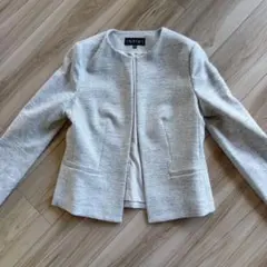 値下げ！INDIVI ノーカラージャケット 05 グレー