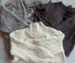 フェイクファージャケット&GRLニット&INGNIニット　３点まとめ売り