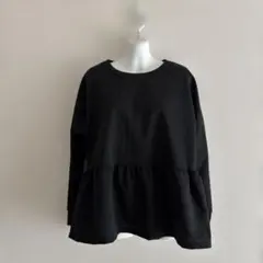 スウェット トレーナー 黒 カジュアル プルオーバー トップス