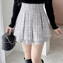 INGNI ツイードタックミニフレアスカート ホワイト FREE