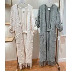 ジェラートピケ リーフジャガードガウン カーディガン アイボリー