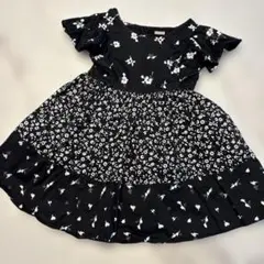 プティマイン　フラワー　プリント　フリル　ワンピース　100cm