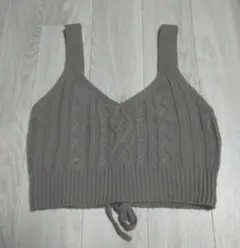 薄ブラウン ケーブル編み ビスチェ