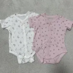 花柄短袖ボディスーツ2枚セット
