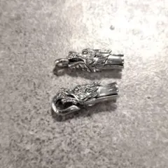 【ドラゴンヘッド】 双竜 シルバー 龍頭 パーツ ブレスレット ハンドメイド