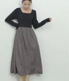 エヌナチュラルビューティーベーシック　ニットビスチェドッキングワンピース