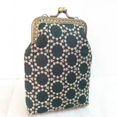 ハンドメイド　がま口ポーチ　タバコケースなど　刺繍　まる模様