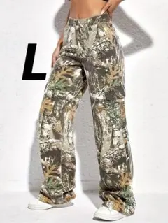 リアルツリー　ワイドパンツ　カーゴパンツ　カモフラ　アーミー　Lサイズ Y2K