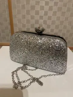 グリッター パーティーバッグ シルバー チェーン付