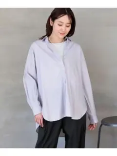 【GLOBALWORK】薄紫色 ストライプ柄 長袖シャツ