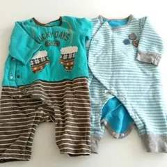 裏起毛　ロンパース・カバーオール 60㎝〜70㎝　 ターコイズ　まとめ売り　２枚