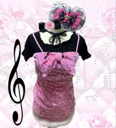 姫ギャル風⪩⪨ファー付きデカりぼんビスチェワンピース/キャミワンピ♬