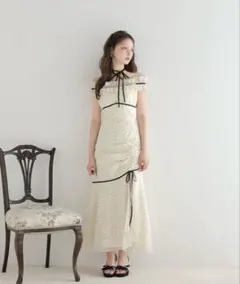 エムミーエメ パイピングリボンドットオフショルダー　スカート　セット エムミーエメ パイピングリボンドットオフショルダー スカート セット