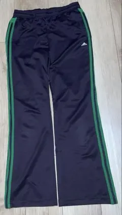 adidas ジャージパンツ 焦茶/緑 ストライプ