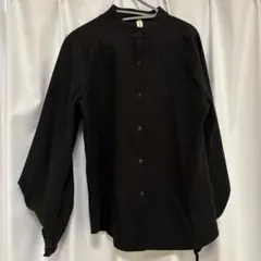 junoah ブラック 長袖シャツ ボタン付き