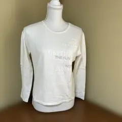ホワイト 長袖 Tシャツ テキストプリント