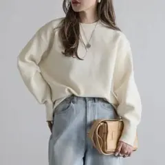 Bonjour Sagan バレルスリーブサイドリブニットプルオーバー