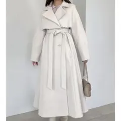 【たそ】dazzlin ホワイト 2way ロングコート dazzlin 2WAYカラーレディコート（アイボリー） -ファッション