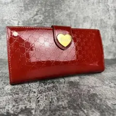 GUCCI グッチ キーケース レッド エナメル ハートコインケース付帯GG柄