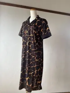 EVEXbyKRIZIA 40 アニマルプリント 半袖ひざ丈ワンピース キリン柄