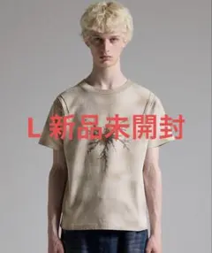 【GRANCY】スカルラインストーンデザインtシャツ　 サンドベージュ　L GRANCY】スカルラインストーンデザインtシャツ サンドベージュ L