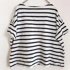 無印良品【ML】ストライプ 半袖Tシャツ 100%コットン