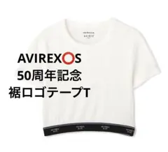 AVIREX NYCクロップド TシャツホワイトS 50周年記念品 裾ロゴテープ
