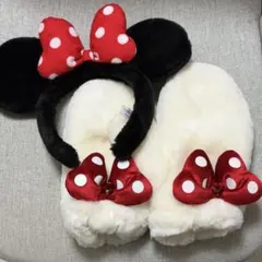 ミニー カチューシャ ミトン 手袋 大人用 セット