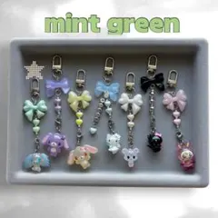 【めじるしアクセサリー用】ハンドメイドリボンストラップ ミントグリーン