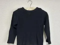 GU ワッフル生地長袖Tシャツ　120 ブラック