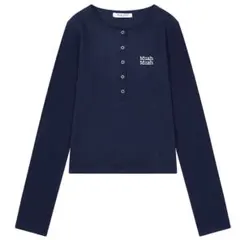 MUAHMUAH ヘンリーネック ステッチ ロングスリーブTシャツ