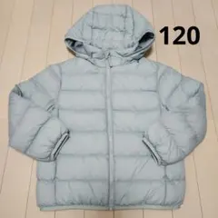 ライトブルー フード付きダウンジャケット