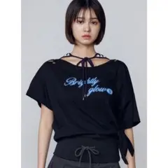 Emoda ダメージ加工 半袖Tシャツ ブラックのサムネイル