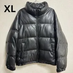 希少L GU ヒートパデッドフェイクレザーブルゾン ブラック