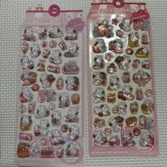 3D FUN STICKERS いちごうさぎ ボンボンドロップシール 2枚セット