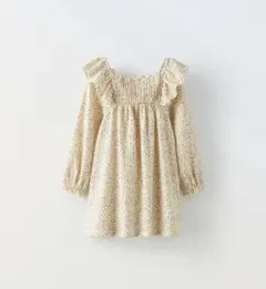 ZARAフリルフラワープリント　ワンピース 2-3y