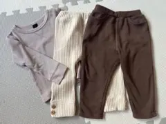 薄紫長袖トップスとパンツセット