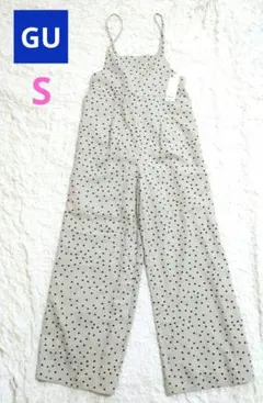 新品タグ付き GU サロペットワイドパンツ(ドット) S ベージュ 完売品