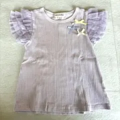 SHOO・LA・RUE 薄紫フリル袖Tシャツ 100 美品