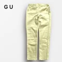Y6916＊GU ストレッチ テーパードパンツ ウエストゴム 春夏 イエロー L