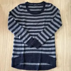 COMME CA ISM ボーダーニット　S ネイビー×グレー