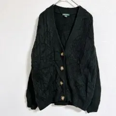 Wild Fable 黒 カーディガン M ケーブル編み ゆるだぼ Vネック