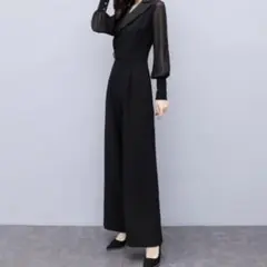 パンツドレス 結婚式 セットアップ お呼ばれ パーティー 二次会 ブラック 黒