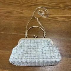 ツイード ショルダーバッグ ホワイト×ゴールド