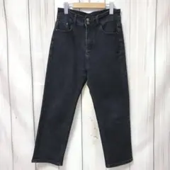 クロップドストレートデニムパンツ　ジーンズ　ブラック　Lサイズ　古着　カジュアル
