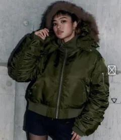 オリーブグリーン MA-1ジャケット フード付き