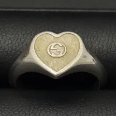 GUCCI インターロッキングG エナメルハート リング 925シルバー 10号