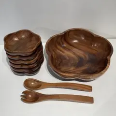 ハワイアン パイナップル型木製サラダボール&ホークナイフ - メルカリ