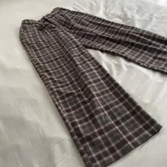 Lugnoncure チェック柄 ワイドパンツ レディースLサイズ　カジュアル