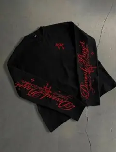 00s -英字 script letter opium long T-shirt